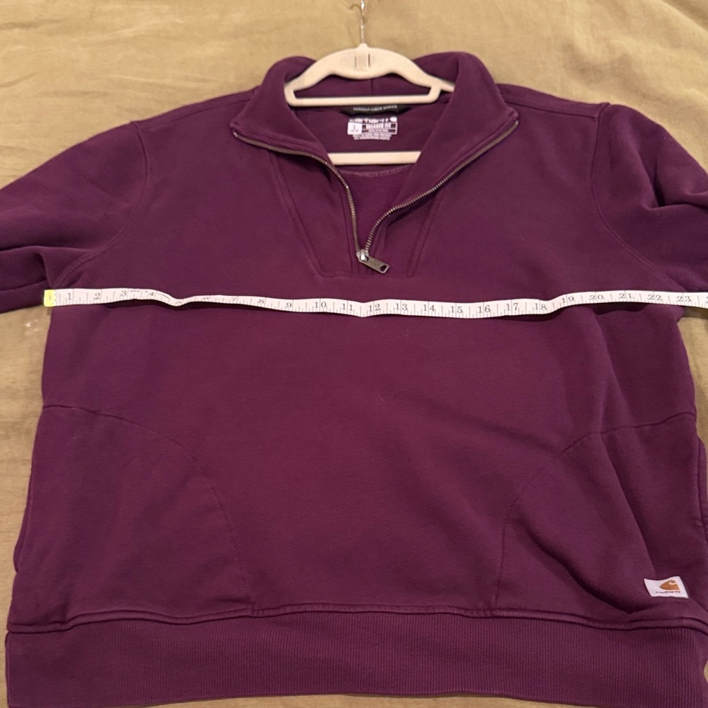 Carhartt Women’s Dark Plum Half-Zip Sweatshirt - Picture 8 of 11